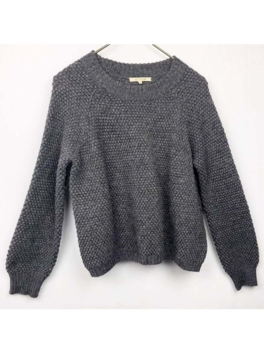ALI GOLDEN MERINO AND ALPACA MOCK TURTLENECK GREY SWEATER SMALL